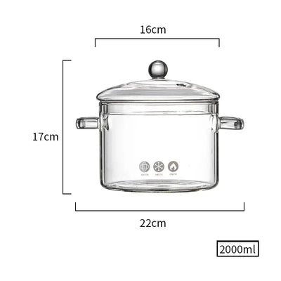 Heat-Resistant Glass Soup Pot Transparent Soup And Stock Pot Household Glass Bowl Kitchen Utensils Gas Stove Induction