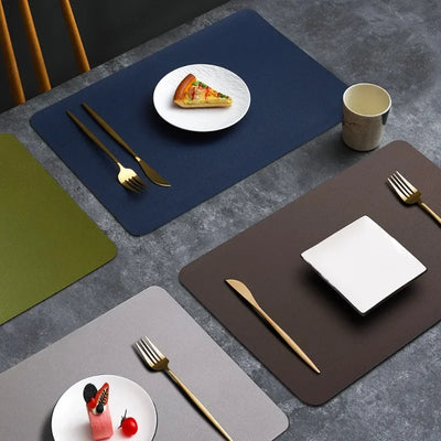 PVC Double-sided Lychee Patterned Leather Dining Table Mat Hotel Home Dining Plate Anti Slip Bowl Square Insulation Mat