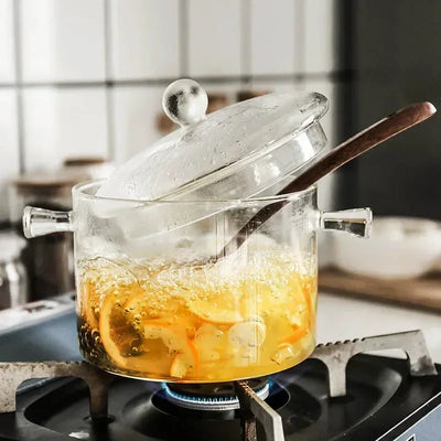 Heat-Resistant Glass Soup Pot Transparent Soup And Stock Pot Household Glass Bowl Kitchen Utensils Gas Stove Induction