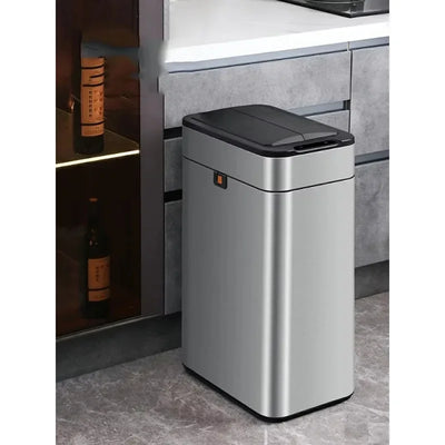 15L-60L Double Door Stainless Steel Smart Draw Rope Suspension Ring Trash Can Kitchen Bedroom Office Use Sensor Home