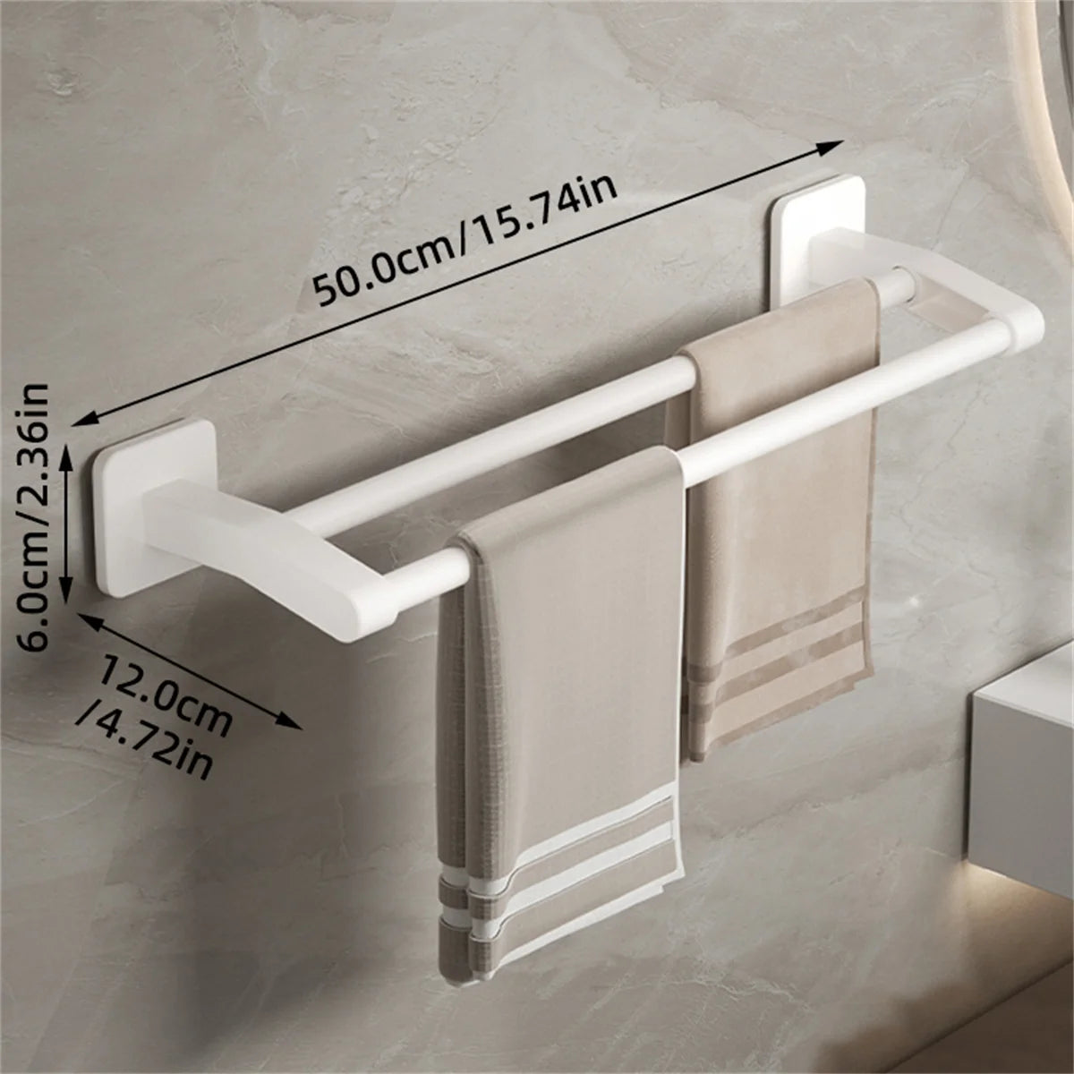 Bathroom Towel Holder White Without Drilling Bathroom Gray Towel Rack Towel Bar Self-Adhesive Bathroom Towel Rack Towel Rail