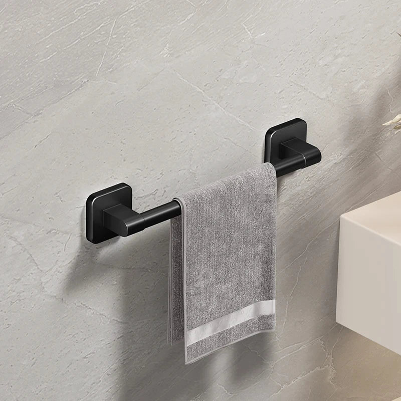 Bathroom Towel Holder White Without Drilling Bathroom Black Towel Rack Towel Bar Self-Adhesive Bathroom Towel Rack Towel Rail