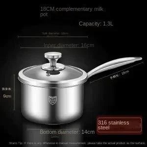 New 316 stainless steel soup pot with steamer for baby food cooking and milk boiling Soup and stock pot