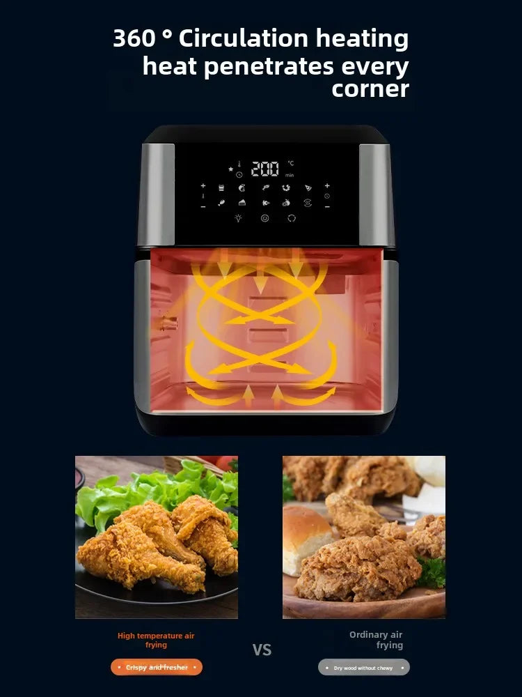 RONGEO metal inner pot air fryer, a new type of large capacity intelligent visual electric oven all-in-one household appliance