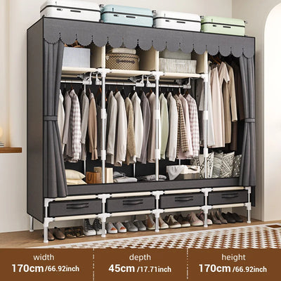 Cloth cabinet, easy to assemble, dustproof for bedrooms and dormitories, sturdy and durable