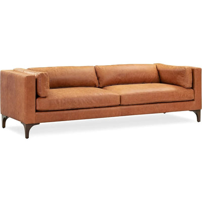 POLY & BARK Argan 93" Sofa in Full-Grain Pure-Aniline Italian Tanned Leather in Cognac Tan