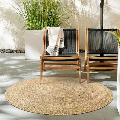 Natural Bulrush Grass Hand-woven Small Rugs Straw Carpet Rattan Mats for Living Room Table Japanese Tea Room Water Gourd Rug