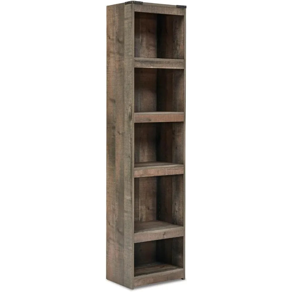 Trinell Rustic Entertainment Center Pier Bookcase with 3 Adjustable Shelves