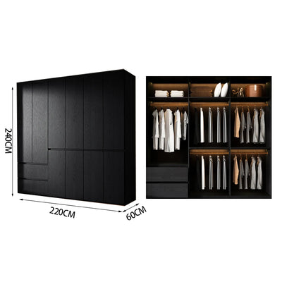 Bedroom Storage Wardrobes Sliding Clothes Black Wooden Girls Rack Cabinets Wardrobes Open Cupboard Guarda Roupa Home Furniture