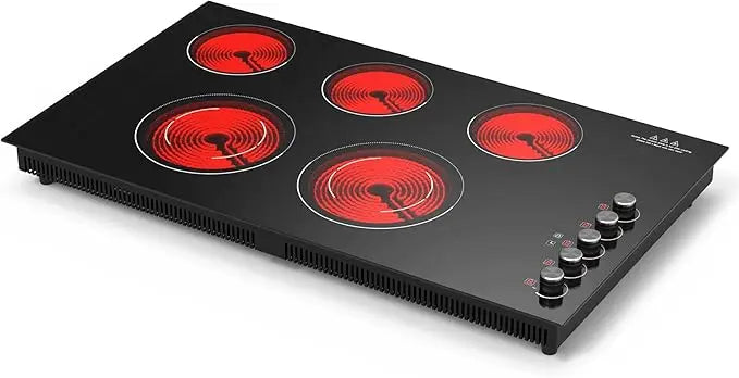 Electric Cooktop 36 inch,36 inch Electric Cooktop,9200W Built-in&Countertop 36inch Cooktop with 9 Power Levels,Child Safety Lock