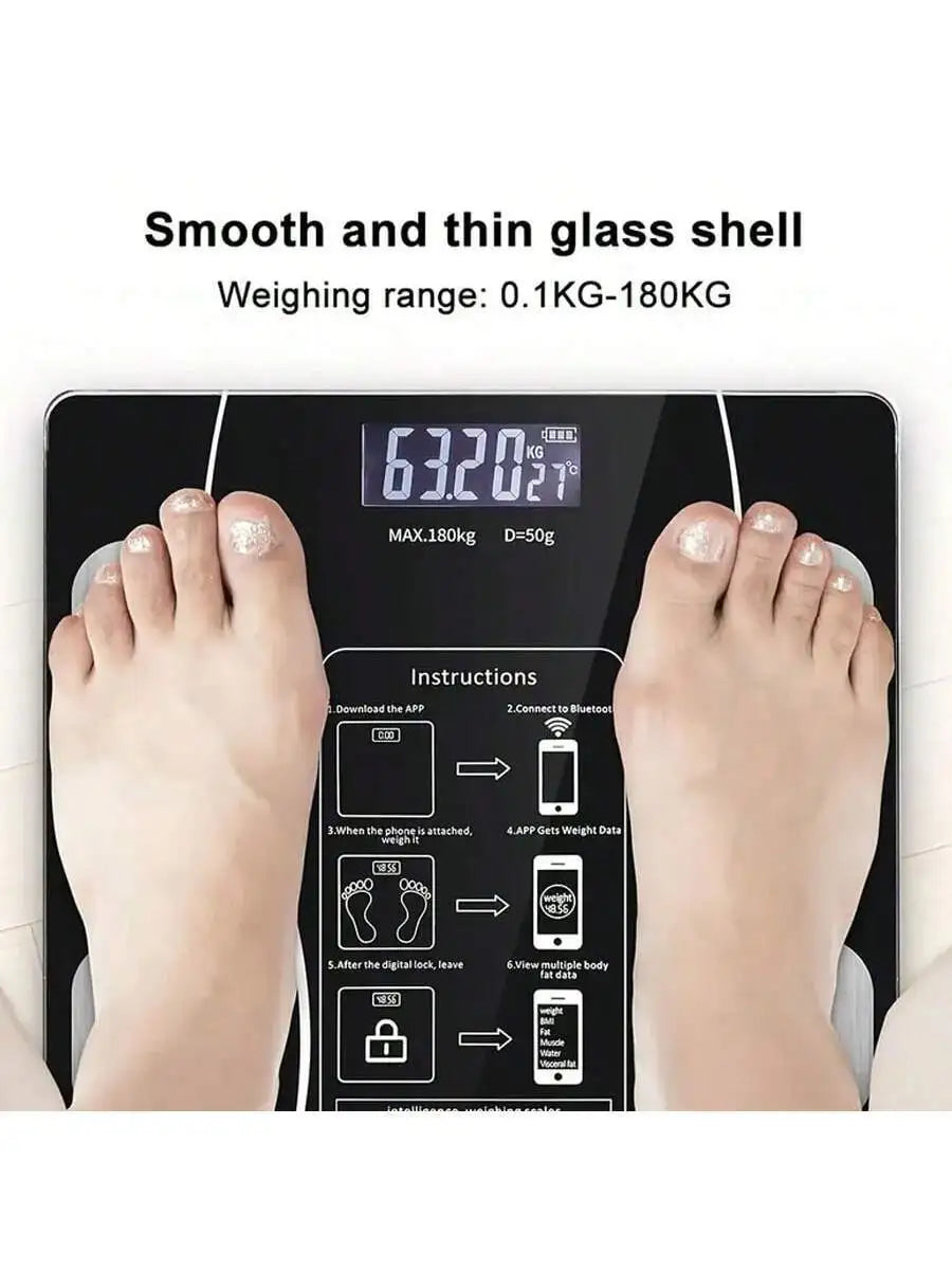 1pc Intelligent Digital Weight And Fat Scale, Bathroom Smart Weighing Machine, Body Fat Scale, Body Composition Analyzer With Sm