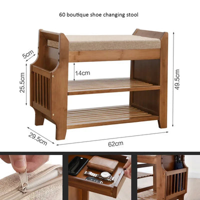 Shoe Storage Rack Bench With Double Layer Cushion Seat Living Room Shoe Organizer Entryway Storage Hallway Furniture Shoe Stool