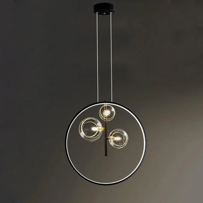 Nordic Simple and Elegant LED Pendant Lights Metal Ring Decoration Hanging Lamps Living Room Ceiling Chandelier Room Lamp