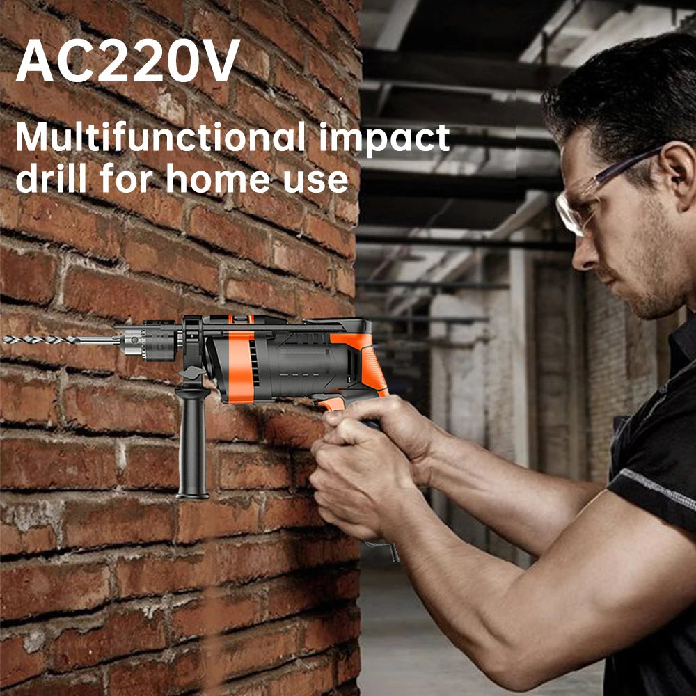 AC220V Impact Drill 1000W 1280W 3000RPM Electric Pistol Drill Household Multifunction Electric Screwdriver Small Electric Drill