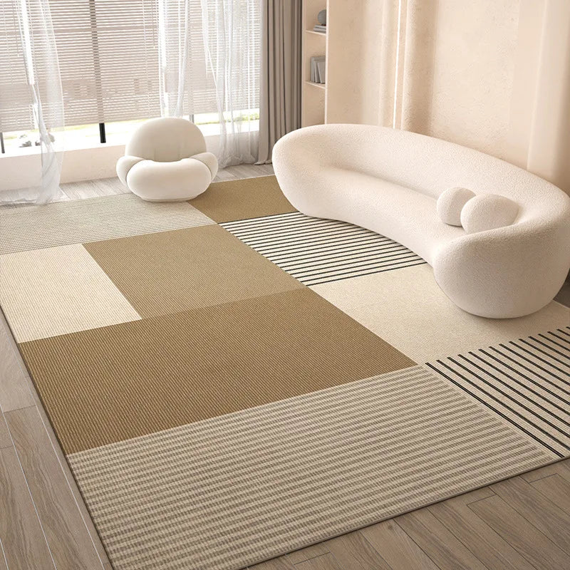 VIKAMA Cream style carpet living room light luxury high sense sofa floor mat French thickened bedroom bed rug non-slip carpet