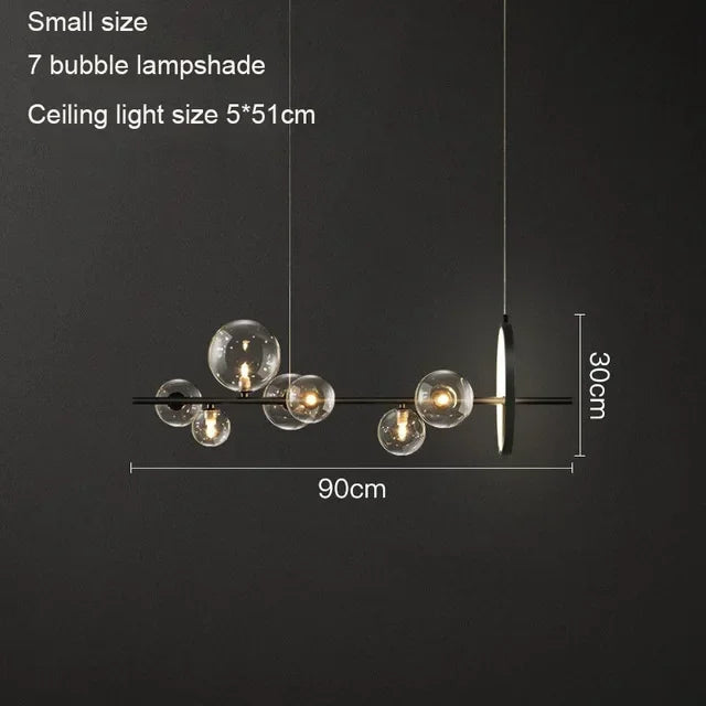 LED Glass Pendant Lamp Nordic Circle Ceiling Hanging Chandeliers Light Black LOFT Living Dining Room Kitchen Lighting Fixture