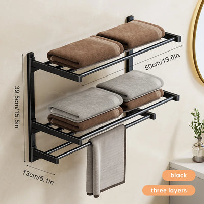 Suction towel rack bathroom free Confucius wall hanging single pole bathroom toilet towel storage rack hanging rod