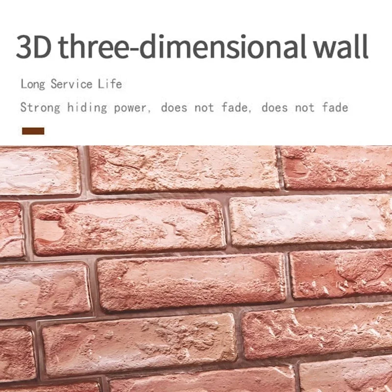 12pcs 3D Brick Wall Sticker Self-Adhesive PVC Wallpaper Waterproof Kitchen DIY Home Decor