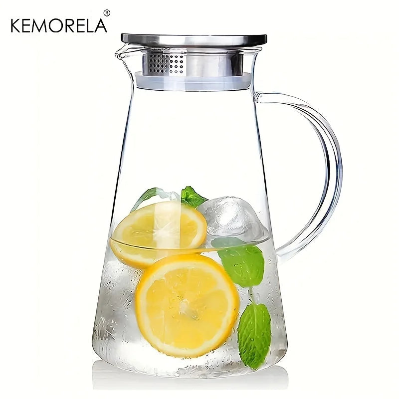 Water Jug Transparent Heat-Resistant Glass Cold Water Kettle And Cups Water Pot With Handle Large Capacity Office Household Jug