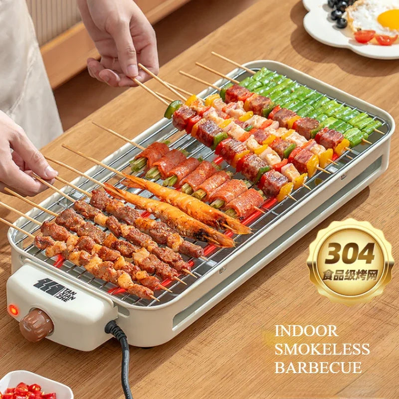 Electric BBQ Grill 220V Home Smokeless Barbecue Skewer Indoor Electric Baking Tray гриль электрический parrilla electrica