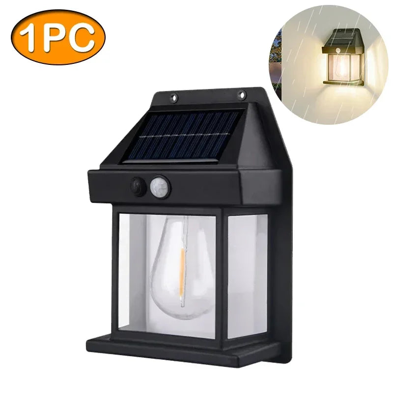 Tungsten wire Solar lamps Intelligent Motion Sensor Wall Lamp 3 Modes Waterproof Courtyard Garden corridor Decoration Lantern