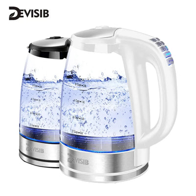 DEVISIB Electric Kettle Temperature Control 4Hours Keep Warm 2L Glass Tea Coffee Hot Water Boiler Food Grade 304 Stainless Steel