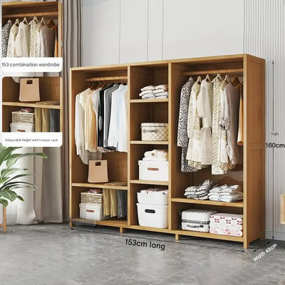 Space Saving Cheap Closet Modern Minimalist Nordic Display Lounge Open Wooden Wardrobe Storage Vestidores Trendy Furniture