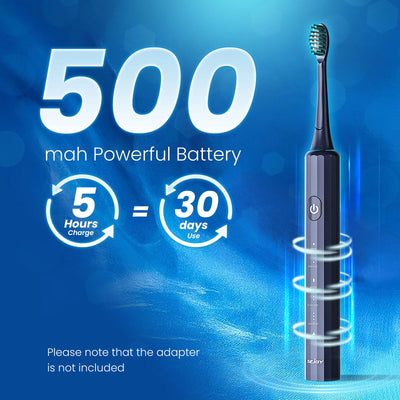 SEJOY Sonic Electric Toothbrush USB Rechargeable W/ 8 Duponts Brush Heads 5 Modes