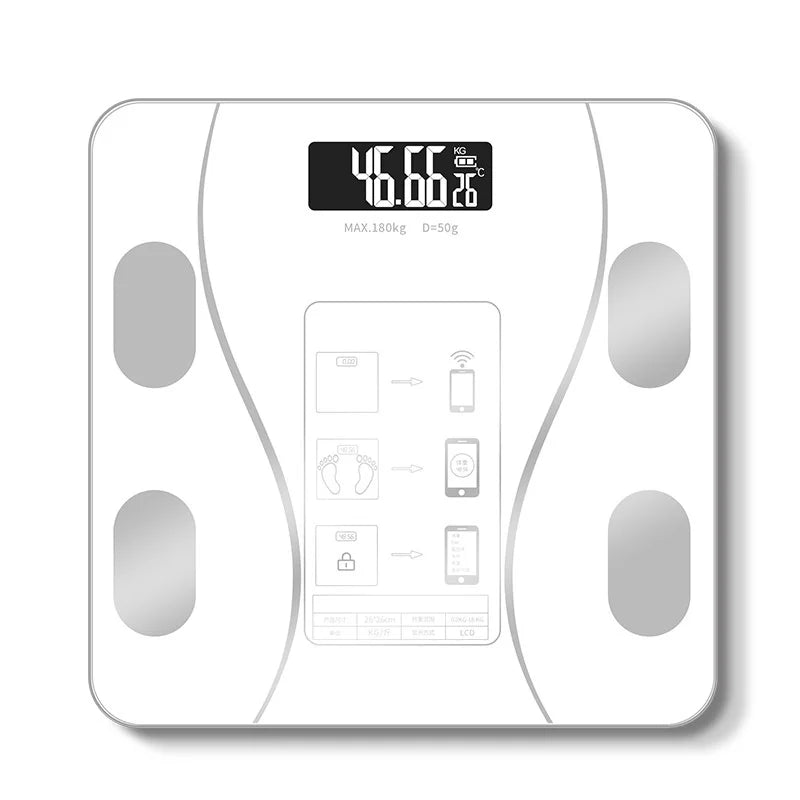 1pc Scales Smart Digital LED Scale, Fat Measurement Scale, Smartphone App Connection (Battery Models, Batteries Not Included)