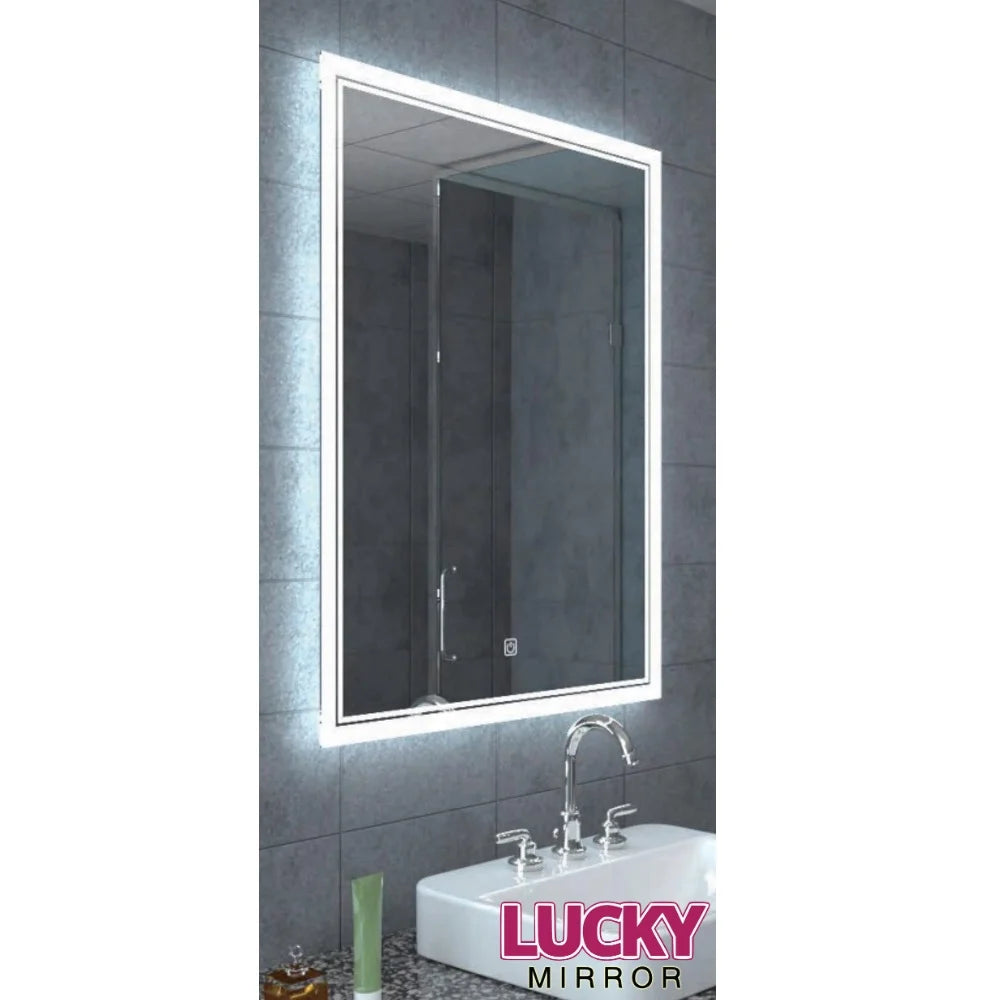 Vertical Wall Mounted Lighted Mirror Touch Screen Anti-Fog Bathroom Illuminated LED Mirror