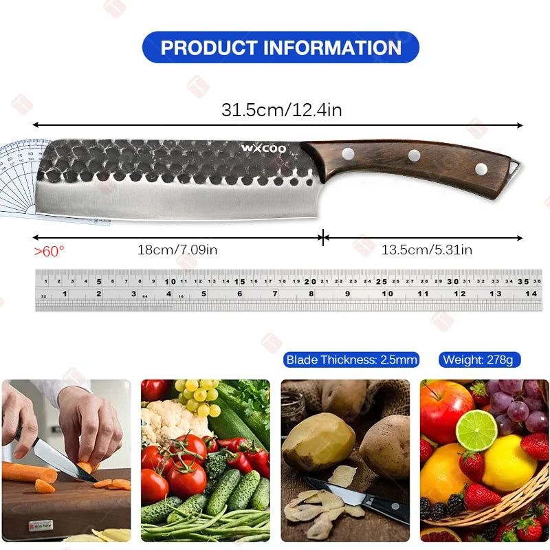 Stainless Steel Kitchen Knife Forged Kitchen Chef's Knife Meat Cleaver Kitchen Slicing Knife Bone Chopper Fruit Vegetable Cutter