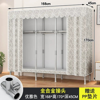 Simple Steel Frame Wardrobe  Easy Assembly, NonWoven Fabric Closet, Durable Storage Solution, Bedroom Organization