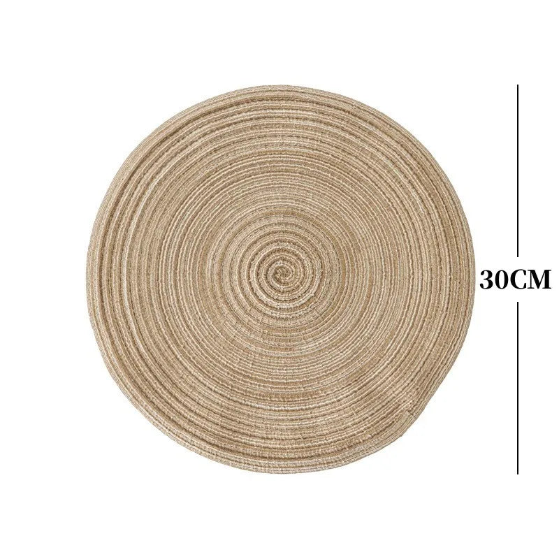 4/2pcs Round Table Mat Woven Ramie Placemats Washable Anti Slip Dining Table Mats Tableware Bowl Pads Kitchen Drink Cup Coasters