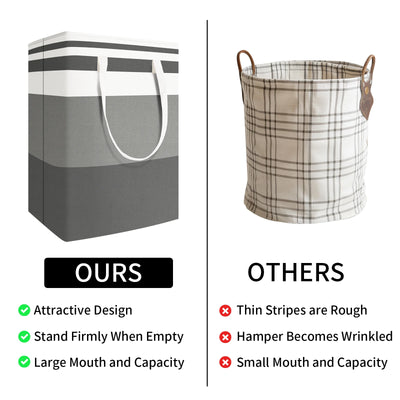 2Pc Gradient Grey 75L Large Laundry Baskets Waterproof Freestanding Laundry Organization Collapsible Tall Clothes Storage Hamper