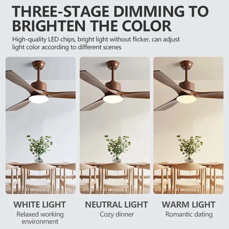 36/42/52 Inch white Black 3 ABS Blade Pure Copper DC 30W Motor Ceiling Fan With 24W LED Light Support Remote Control