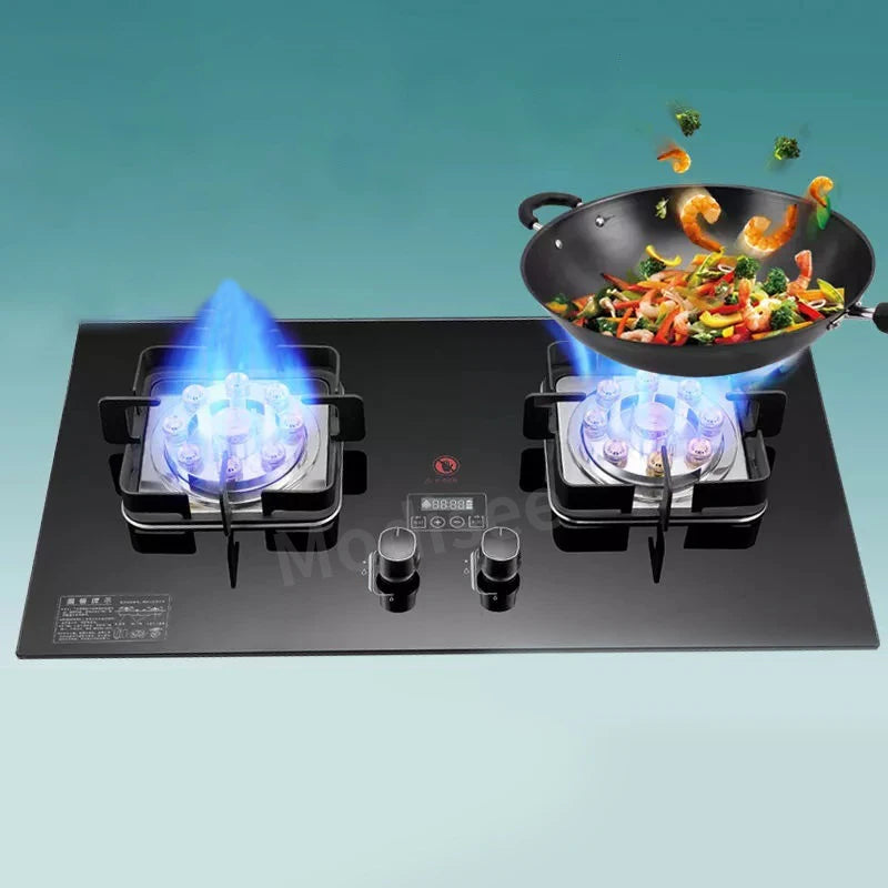 Kitchen Gas Cooktop Cookers Stove for Home Double Embedded Gas Stove Hob Gas Panels 5KW 2 Burners Liquefied Gas/Natural Gas