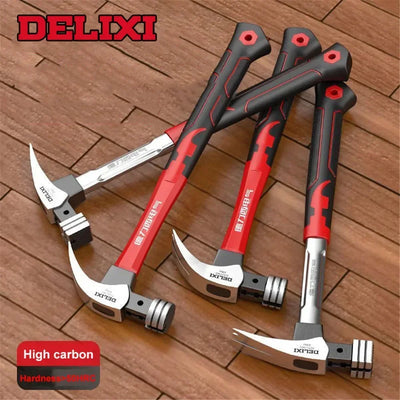 DELIXI High Carbon Steel Fiber Claw Hammer Handle Multifunctional Hammer Woodworking Nail Pulling and Hammering Tools