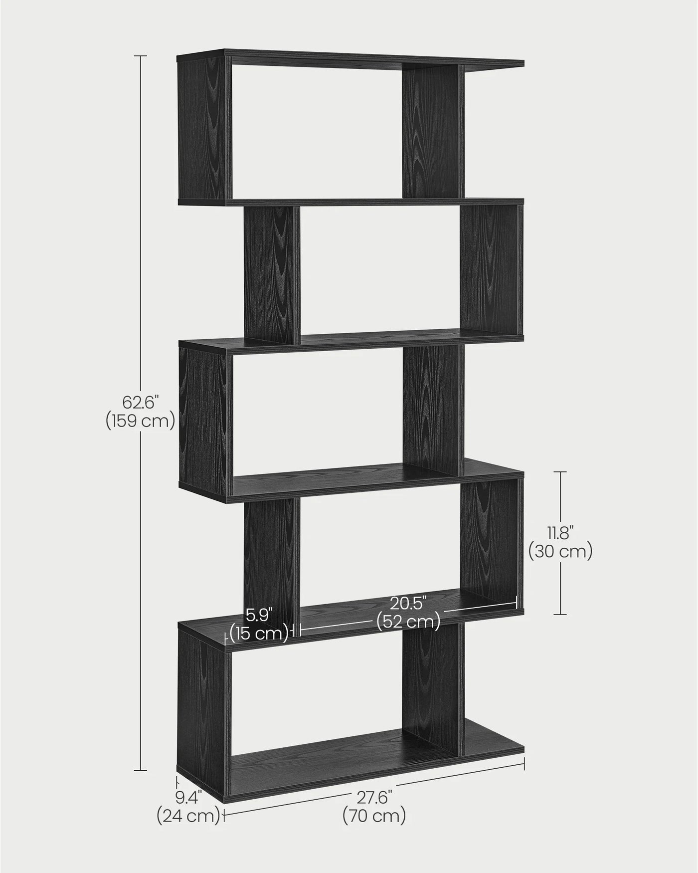 VASAGLE Bookshelf, 5-Tier Bookcase, Tall Display Shelf, Freestanding Storage Shelf, Room Divider, for Home Office, Living Room