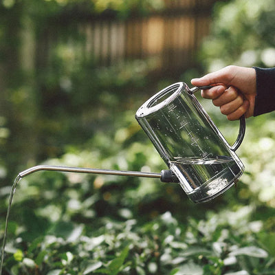 1pc Long Spout Watering Can - Stainless Steel with Transparent Scalefor Precise Watering of FlowersPotted Plants, and Greenery