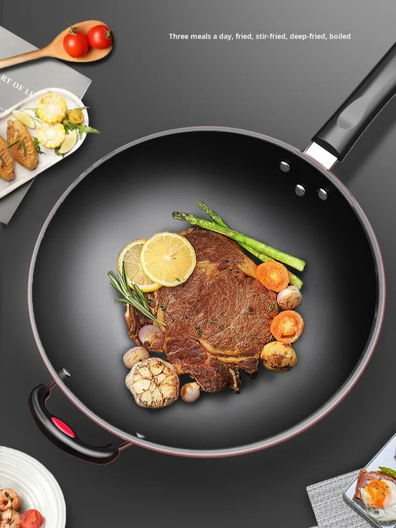 Household skillet gas stove special non-stick skillet diamond star iron skillet heated evenly gas induction cooker universal