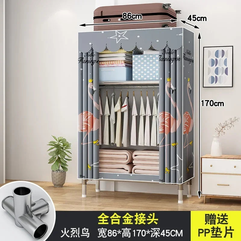 Simple Steel Frame Wardrobe  Easy Assembly, NonWoven Fabric Closet, Durable Storage Solution, Bedroom Organization