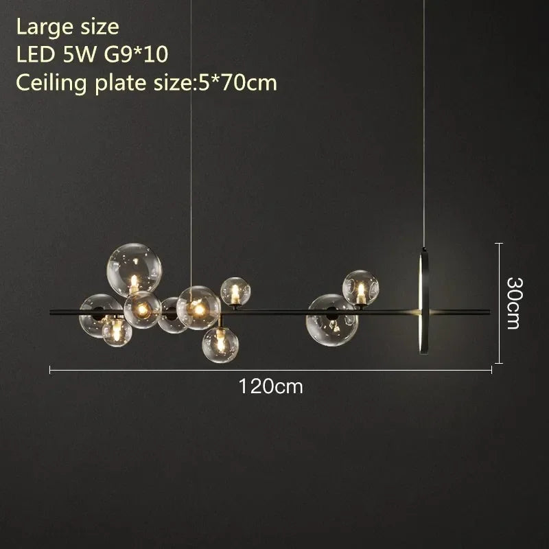 Nordic Living Room Simple Magic Bean Molecule Bubble Lamp Full Spectrum Eye Protection Bedroom Restaurant Glass Ball Chandelier