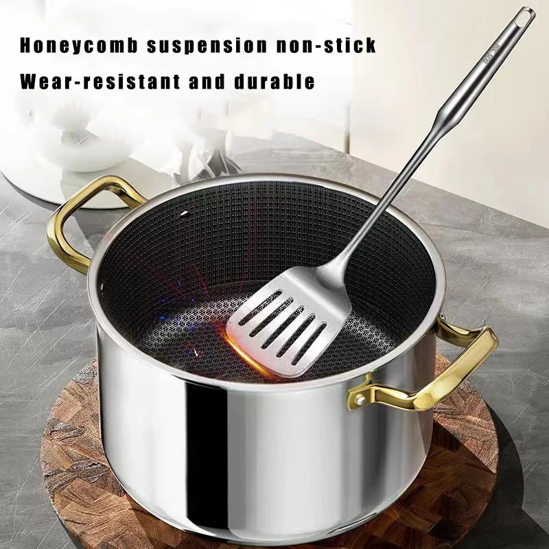 304 Stainless Steel Soup Pot Honeycomb Non-stick Pot with lid Household Hot Pot Induction Cooker Gas Stove Universal Frying Pan