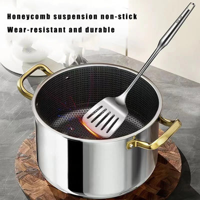 304 Stainless Steel Soup Pot Honeycomb Non-stick Pot with lid Household Hot Pot Induction Cooker Gas Stove Universal Frying Pan