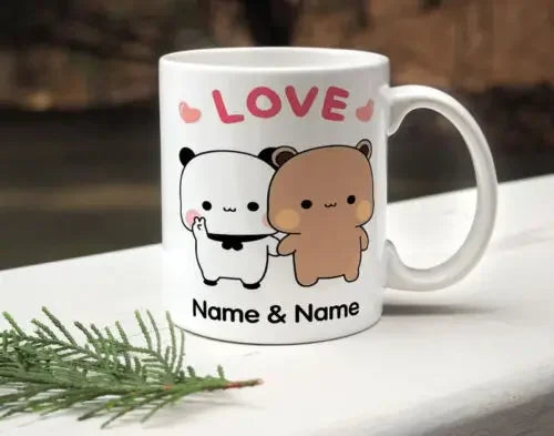 Love Dudu Bubu Personalised Mug - Bear Peach Valentine&apos  Day Animation Gift Home practical custom mug