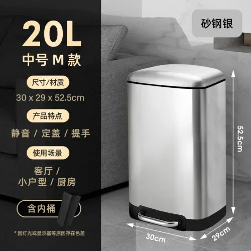 50 liter ultra large capacity stainless steel trash can, pedal style kitchen dedicated high-end household use