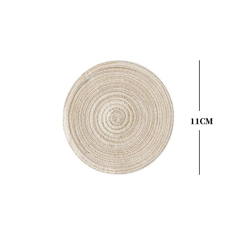 4/2pcs Round Table Mat Woven Ramie Placemats Washable Anti Slip Dining Table Mats Tableware Bowl Pads Kitchen Drink Cup Coasters