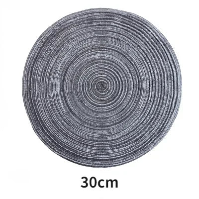 6pcs Round Table Mat Woven Ramie Placemats Anti Slip Dining Coffee Decor Non-Slip Tableware Bowl Pads Kitchen Drink Cup Coasters