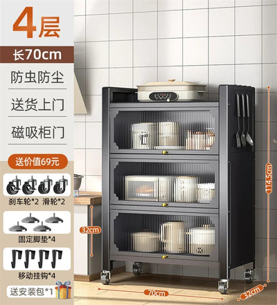 Modern Metal Kitchen Cabinets Kitchen Furniture Multi-layer Storage Cabinet Floor Racks Multi-functional Tableware Cabinet U