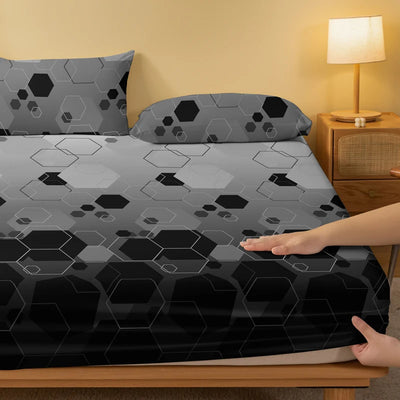 1 Simple modern Geometry printed matte Fitted Sheet, bedroom printed bed cover, bedding (excluding pillowcases)